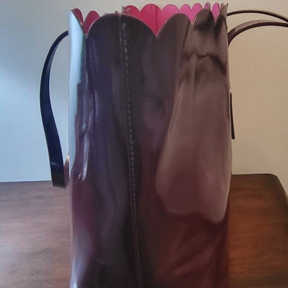 Kate Spade Deep Purple Eggplant Scalloped Tote Large - Picture 6 of 16